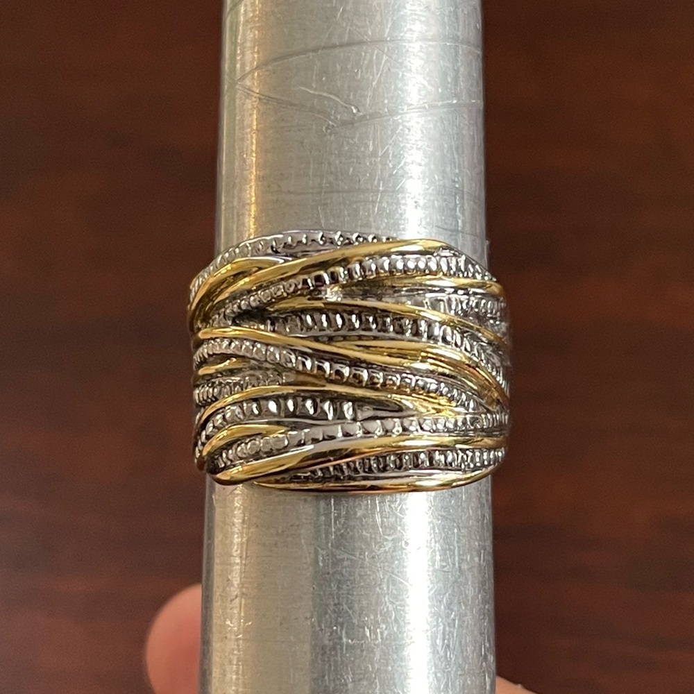 Gold & silver tone wide size 10.5 ring - Picture 10 of 10